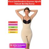 2 Beden Incelten Askılı Toparlayıcı Sıkılaştırıcı Vücut Şekillendiren Kadın Fermuarlı Tam Boy Korse - Açık Ten - L - XL