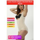 2 Beden Küçülten İz Göstermeyen Kaymaz Toparlayıcı Kadın Lazer Kesim Gögüs Destekli Bady Korse