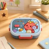 2 Bölmeli 304 Paslanmaz Çelik Çocuk Beslenme Kabı, Kilitli Lunch Box,Mavi