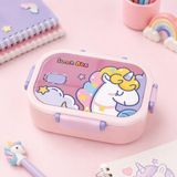 2 Bölmeli 304 Paslanmaz Çelik Çocuk Beslenme Kabı, Kilitli Lunch Box,Pembe