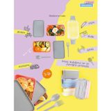 2 Bölmeli 900 ml BPA Free Sızdırmaz Beslenme Kabı Lunch Box Kaşıklı Çatal Seti Okul Ofis Piknik XL