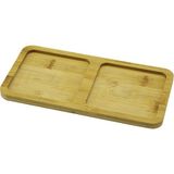 2 Bölmeli Dikdörtgen Ahşap Bambu Yağdanlık Altlık Mini Tepsi 20X10X0.8CM (4490)