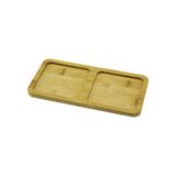 2 Bölmeli Dikdörtgen Ahşap Bambu Yağdanlık Altlık Mini Tepsi 20X10X0.8CM (4604)