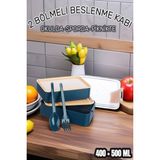 2 Bölmeli Kilitli Beslenme Kabı Seti,okulda,ofiste,sporda,piknikte,diyet,besin Kabı 500 ML+400 ml - Renkli - Standart