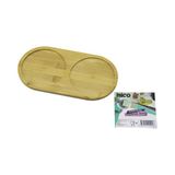 2 Bölmeli Oval Ahşap Bambu Yağdanlık Altlık Mini Tepsi 12 x 23.4 x 0.8cm (4604)