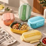 2 Bölmeli Yemek Kabı 900 ml 304 Paslanmaz Çelik Iç Hazneli Kilitli Lunch Box Kaşık Çatal Bölmeli - 1 Adet