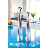 2 Boy Mutfak Maşası - Mangal Barbekü Maşası - Izgara Maşası Tava Maşası Çelik 18 Ve 36 Cm 721809