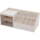 2 Çekmeceli + 12 Bölmeli Plastik Makyaj - Takı Organizer 12X24CM-- Y: 4-6-7-8-9cm (4887) - Renkli