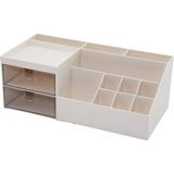 2 Çekmeceli + 12 Bölmeli Plastik Makyaj - Takı Organizer 12X24CM-- Y: 4-6-7-8-9cm (5264) - Gri