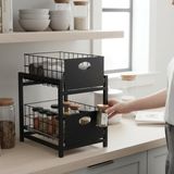 2 Çekmeceli Organizer Sepet – 25X42 Cm, Raylı Sistem, Çok Amaçlı Kullanım (Siyah) - 41 Delft Blue