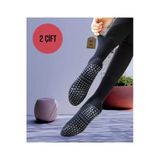 2 Çift Pilates Yoga Çorabı Kadın Kaymaz Silikon Taban Pamuklu Soket Tenis Çorap Altı Havlulu Siyah
