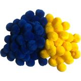 2 cm Lacivert Sarı Peluş Ponpon 100 Adet – Taraftar Renkleri Hobi Süsleme El Işi Malzemesi -Sarı-Lacivert