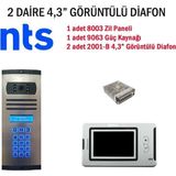 2 Daire 2001-B 4.3’’ Görüntülü Diafon Fiyatı