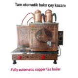 2 Demlikli Bakır Çay Ocağı Tuğra model 2 Gözlü Bakır Çay Kazanı Elektrik + Tüplü Bakır Çay Semaveri Ets Sistemli