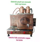 2 Demlikli Bakır Çay Ocağı Tuğra Model 2 Gözlü Bakır Çay Kazanı Sadece Elektrikli Bakır Çay Semaveri Ets Sistemli