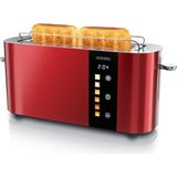 2 Dilim Paslanmaz Çelik Toaster Dokunmatik Ekranlı Çift Duvarlı Lüks Tasarım - Kırmızı