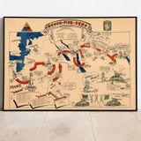 2. Dünya Savaşı Askeri Harekat Haritası Sanatsal Duvar Dekorasyon Poster 60x90cm.