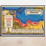 2. Dünya Savaşı Kuzey Afrika Askeri Operasyon Haritası Poster 60x90cm.