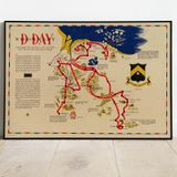 2.Dünya Savaşı Normandiya Çıkarması Haritası Sanatsal Duvar Dekorasyon Poster 60x90cm.