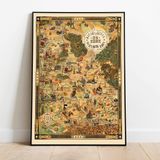 2. Dünya Savaşı sonrası Almanya Haritası Sanatsal Duvar Dekorasyon Poster 60x90cm.