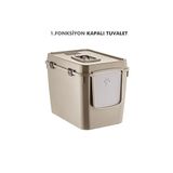2 Fonksiyonlu Premium Kapalı Kedi Tuvaleti ve Açık Kedi Tuvaleti 56 x 40 x 43 Cm