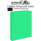 2 Halkalı Klasör 1 Adet A5 PVC Öğrenci ve Ofis Tipi Evrak Sunum Klasörü İç Cepli Otomatik Mekanizmalı Büro Okul Arşivle Açık Yeşil