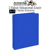 2 Halkalı Klasör 1 Adet A5 PVC Öğrenci ve Ofis Tipi Evrak Sunum Klasörü İç Cepli Otomatik Mekanizmalı Büro Okul Arşivle Mavi