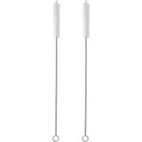2 İçme Saman Temizleme Fırçası UZUN - Paslanmaz Çelik İçecek Pipetleri için Kıl Temizleyici Cam Yıkama İçin Ağır Hizmet Fırçaları Silikon Metal Pipetler Çaydanlık Bacalı Mini Mikro Şişe