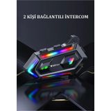 2 Intercom Bağlantılı Rgb Işıklı Bluetooth Motosiklet Kask Kulaklık Bt5.3 Stereo Su Geçirmez