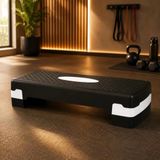 2 Kademeli Ayarlanabilir Step Tahtası, Kaymaz Yüzeyli Aerobik Fitness Kardiyo Egzersiz Platformu, Siyah Beyaz Ev Spor Stepper Tahtası, 10-14 Cm Yü