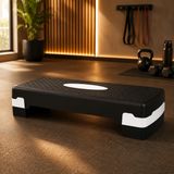 2 Kademeli Ayarlanabilir Step Tahtası, Kaymaz Yüzeyli Aerobik Fitness Kardiyo Egzersiz Platformu, Siyah Beyaz Ev Spor Stepper Tahtası, 10-14 cm Yükseklik