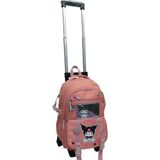 2 Kademeli Çekçekli, Tekerlekli Portatif Karakter Desenli Pembe Ilk Okul Sırt Çantası 40*28*21 cm
