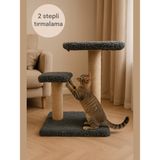 2 Kademeli Peluş Kedi Tırmalama Tahtası | 44 cm Yükseklik, Egzersiz ve Oyun Alanı, Yumuşak Dokulu, Soft Renkli Modern Tasarım Gri Renk - Koyu Gri