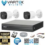 2 Kameralı 2mp Bullet 3.6mm 30M Gece Görüşlü Full Hd Güvenlik Kamera Seti - 320 GB HDD