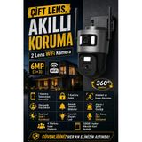 2 Kameralı 3+3Mp Wıfı Güvenlik Kamerası - 360 Otomatik - Gece Görüş - Hareket - Algılama - Takip