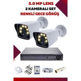 2 Kameralı Set - 5mp Sony Lensli Full Hd Gece Görüşlü Güvenlik Kamerası Sistemi - Mmzsktnsu7 - renk