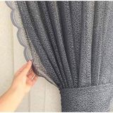 2 Kanat Renkli Gri Petek Desen Bağcıklı Tül Fon Perde 2 Kanat - 90 x 250 cm