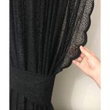 2 Kanat Renkli Siyah Petek Desen Bağcıklı Tül Fon Perde 2 Kanat - 90 x 270 cm