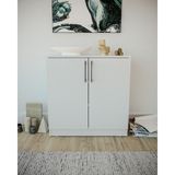 2 Kapaklı Çok Amaçlı Dolap Beyaz | Ayarlanabilir Raflı | E1 Suntalam | 75x77x33 cm | Kiler Banyo Yatak Odası