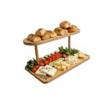 2 Katlı Bambu Sunumluk Standı, Bambu Tabak Seti, Dekoratif Organizer