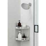 2 Katlı Banyo Köşe Rafı Banyo Düzenleyici Organizer - Gümüş