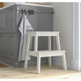 2 Katlı Basamaklı Tabure Yükseklik: 50 cm Ikea Ahşap Basamak Banyo Mutfak Basamağı Beyaz Renk