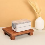 2 Katlı Beslenme Kabı, Çift Katlı Öğle Yemeği Kutusu, Mikrodalga Uyumlu Kapaklı Lunch Box, Çatal Kaşıklı Pratik Yemek Saklama Kabı (Gri)