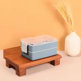 2 Katlı Beslenme Kabı, Çift Katlı Öğle Yemeği Kutusu, Mikrodalga Uyumlu Kapaklı Lunch Box, Çatal Kaşıklı Pratik Yemek Saklama Kabı (Mavi)