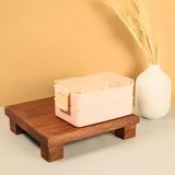 2 Katlı Beslenme Kabı, Çift Katlı Öğle Yemeği Kutusu, Mikrodalga Uyumlu Kapaklı Lunch Box, Çatal Kaşıklı Pratik Yemek Saklama Kabı (Pembe)
