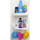 2 Katlı Beyaz Banyo Rafı Askılı Şampuanlık 47x27 Ömür Boyu Paslanmaz Heryere Tek Kanca Pratik Montaj