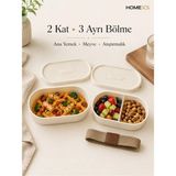 2 Katlı Bölmeli Taşınabilir Saklama Kabı-Beslenme Kutusu-Lunch Boxs-Fresh Boks