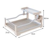 2 Katlı Büyük Boy Bulaşıklık – 53x37x26,5 cm Paslanmaz Çelik Tabak Bardak Kurutmalık Düzenleyici