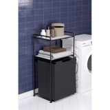 2 Katlı Çamaşır Sepeti Kirli Sepeti Beyaz Raflı Banyo Dolabı Banyo Düzenleyici Organizer Mat Siyah Mg100 Siyah