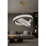 2 Katlı Daire Kristal Taşlı Modern Led Avize Salon & Oturma Oda Çok Renkli